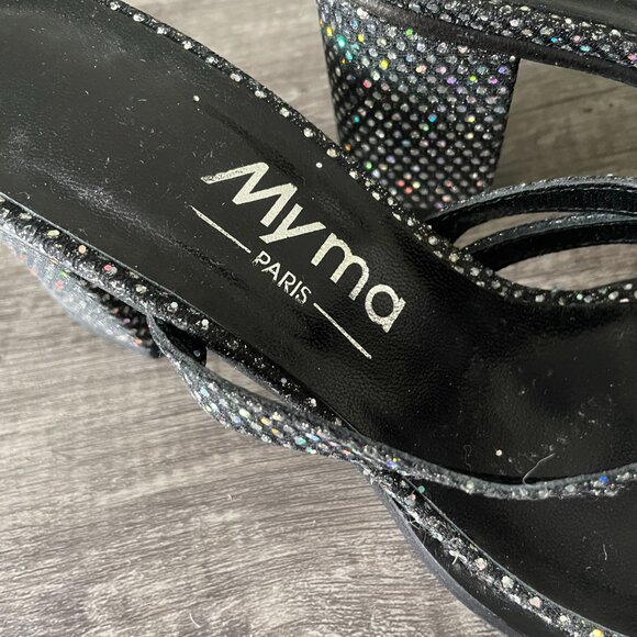 Vintage sparkly low (3 inch) heeled sandals - Picture 3 of 5